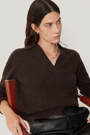 Jigsaw Brown Compact Wool Collar Tops - Image 2 of 6