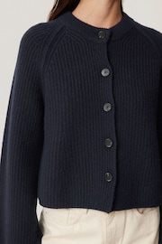 Jigsaw Blue Compact Wool Rib Cardigan - Image 2 of 7