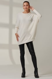 Jolie Moi Cream Knitted Rhinestone Jumper - Image 1 of 6