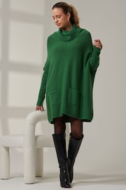 Jolie Moi Green Loose Fit Knitted Roll Neck Jumper - Image 6 of 6