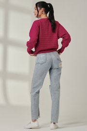 Jolie Moi Pink Knitted Bubble Stitch Jumper - Image 2 of 6