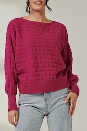 Jolie Moi Pink Knitted Bubble Stitch Jumper - Image 3 of 6