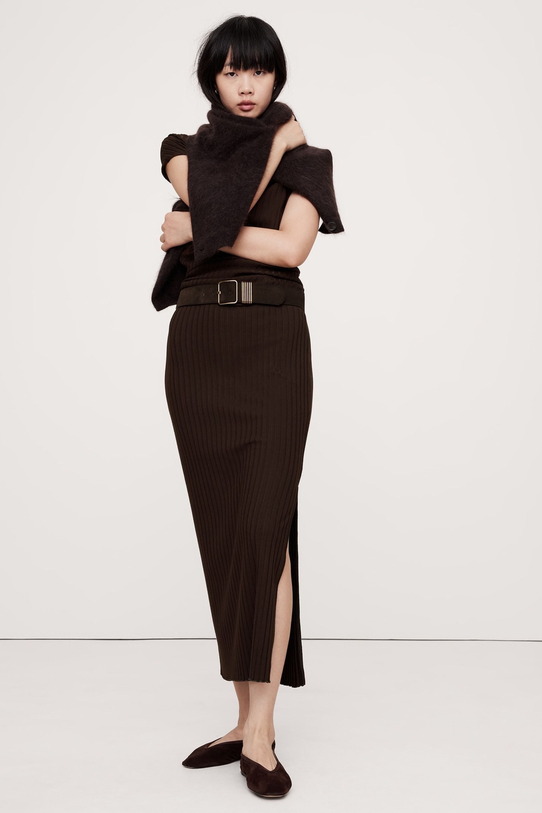 Buy Banana Republic Brown Wide Ribbed Knit Maxi Skirt from Next Luxembourg