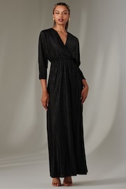 Jolie Moi Black Ruffle Hem Chiffon Midi Dress - Image 4 of 6