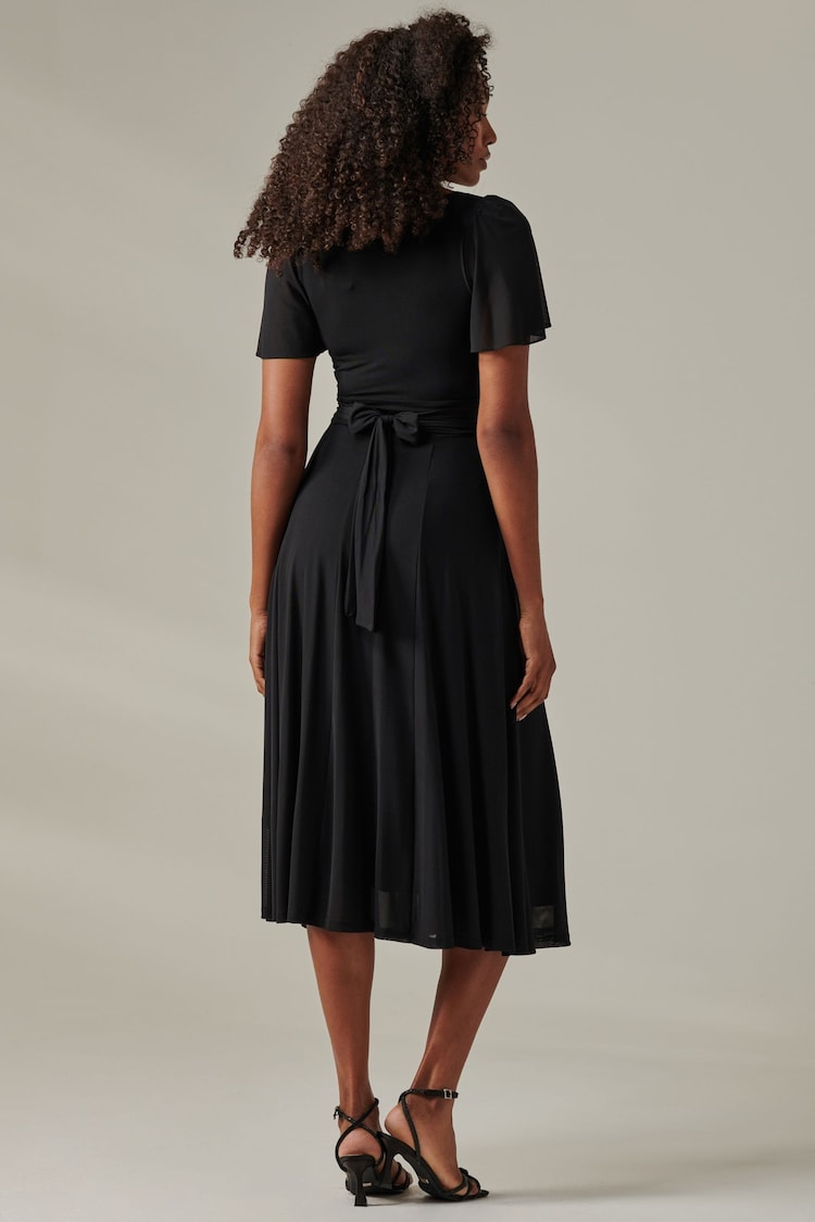 Jolie Moi Black Ayla Plain Mesh Maxi Dress - Image 2 of 6