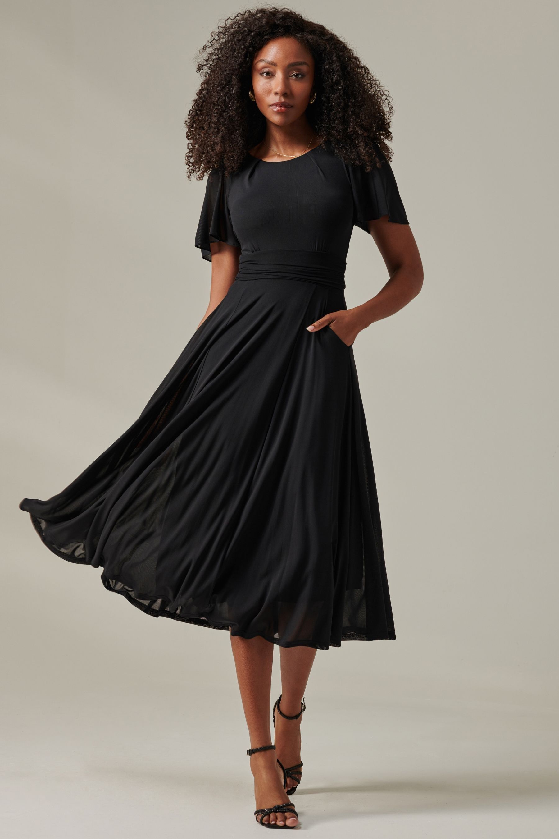 Plain black long dress clearance