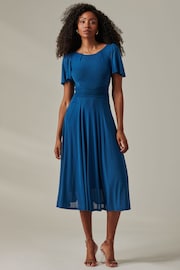 Jolie Moi Blue Ayla Plain Mesh Maxi Dress - Image 1 of 6