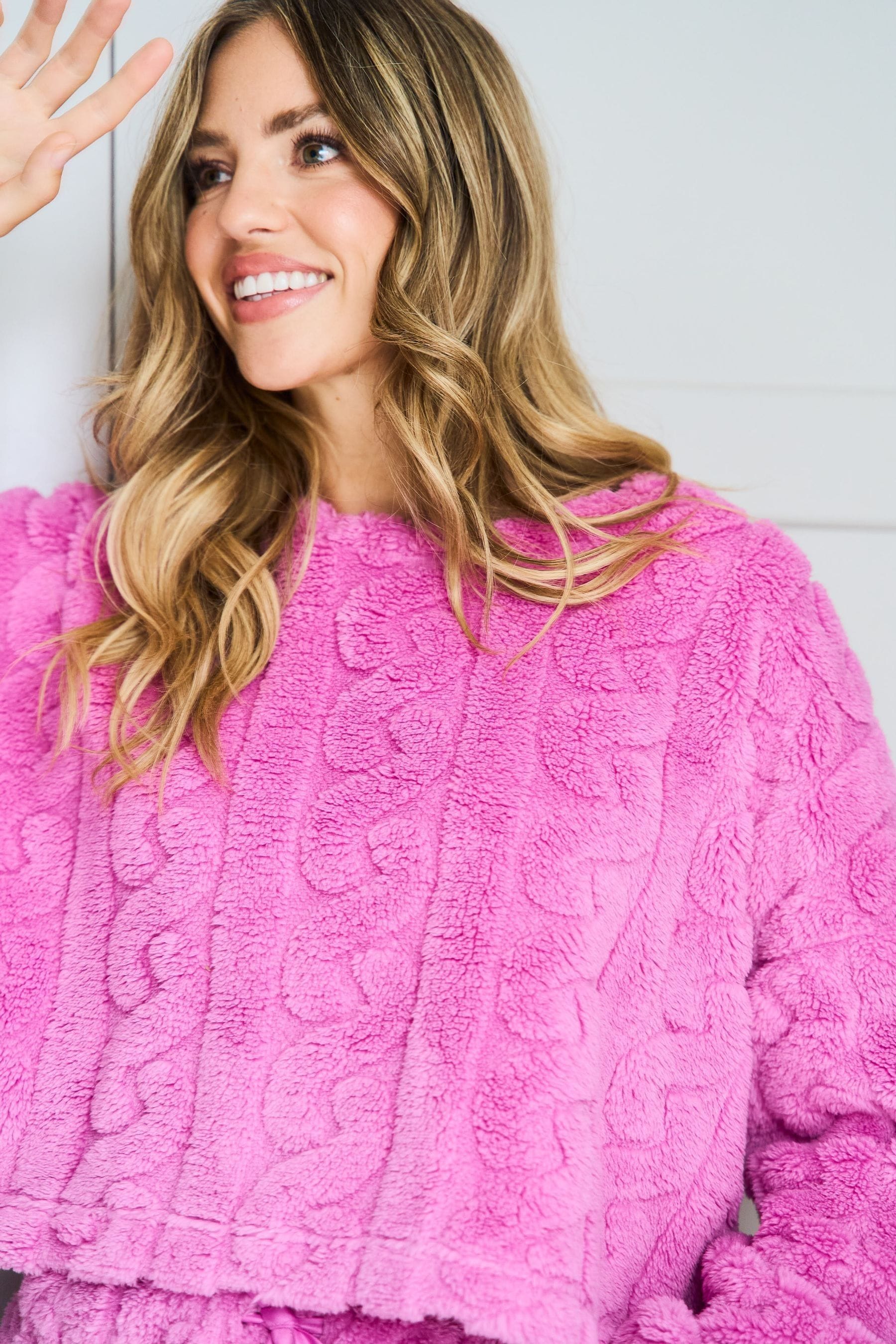 Buy Jim Jam the Label Pink Cabel Fleece Twosie Pyjamas Set from the Next UK online shop