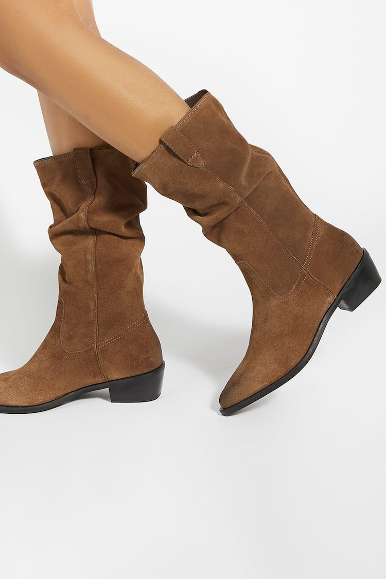 Dune London Brown Pathway Slouch Calf Watern Boots - Image 1 of 6