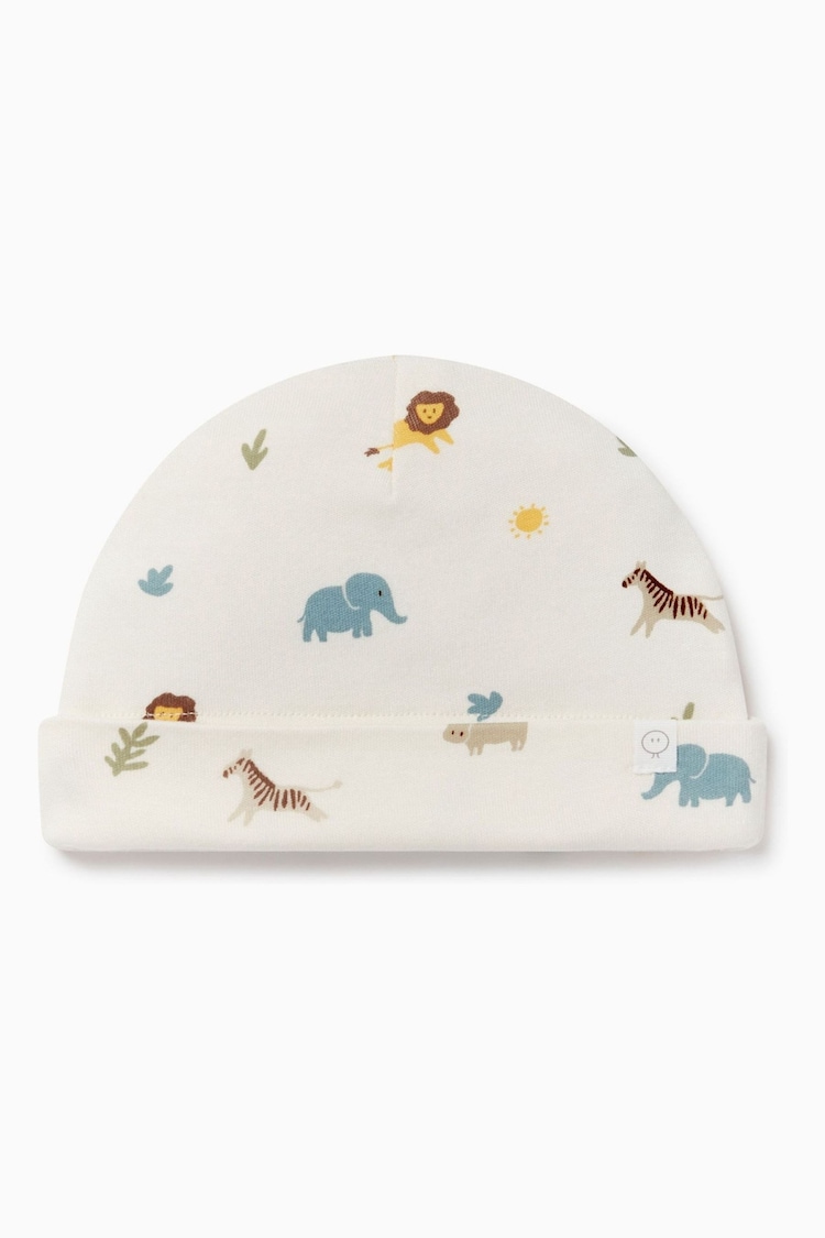 MORI Cream Safari Print Cotton and Bamboo Baby Hat - Image 2 of 2