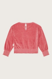 Monsoon Pink Embroidered Flower Print Velour Long Sleeves Top - Image 2 of 3