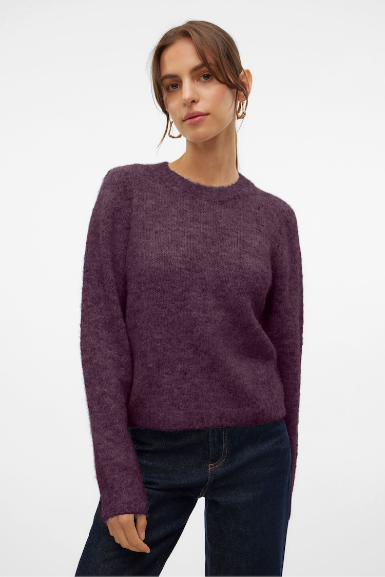 VERO MODA Burgundy Long Sleeves Round Neck Jumper - Image 1 of 2