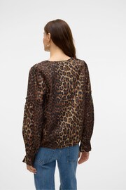 VERO MODA Brown Leopard Print V Neck Blouse - Image 2 of 6