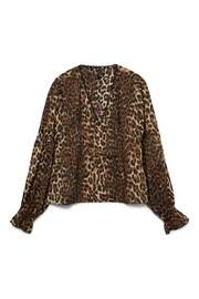 VERO MODA Brown Leopard Print V Neck Blouse - Image 6 of 6