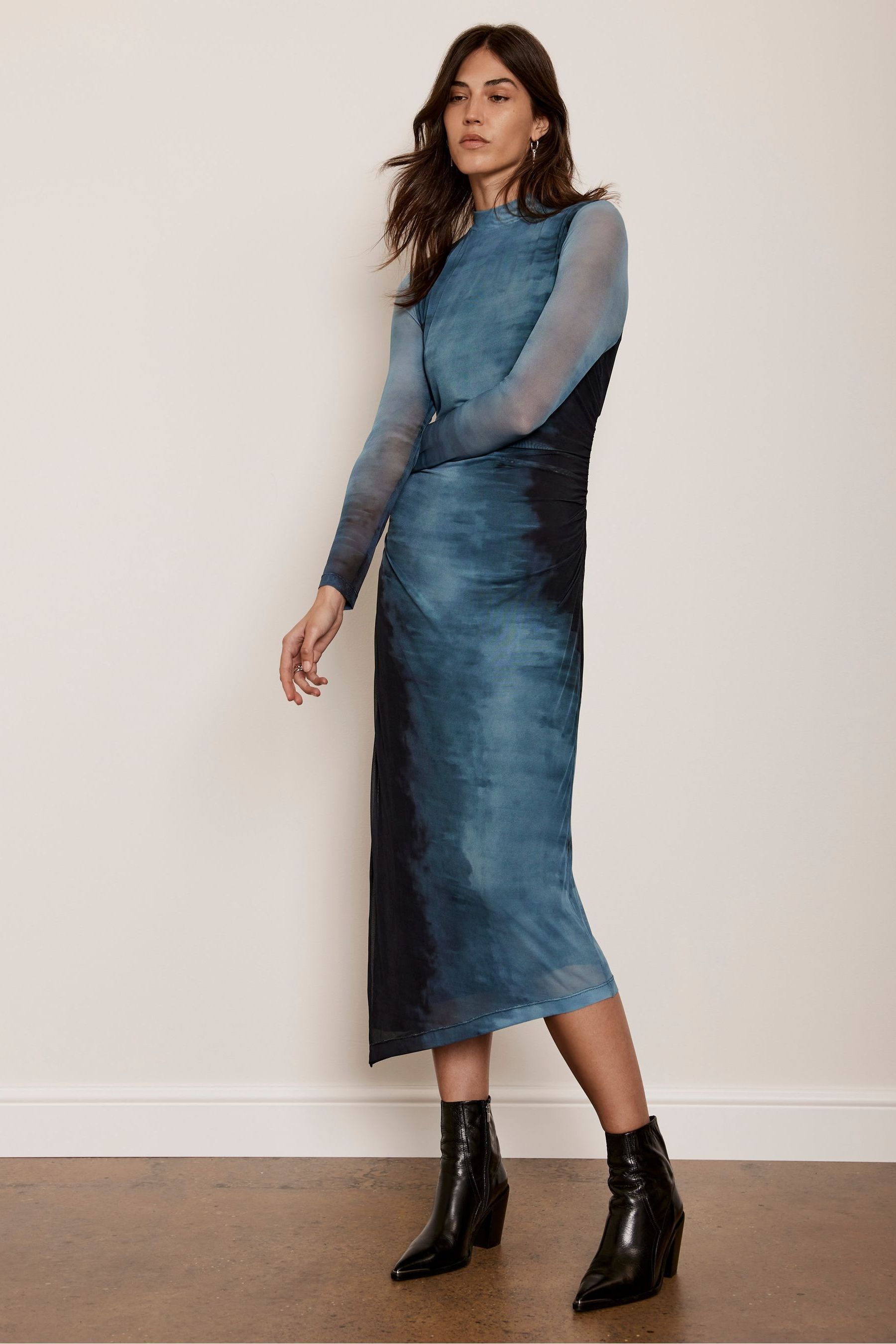 Buy Mint Velvet Blue Ombre Print Mesh Midi Dress from Next USA