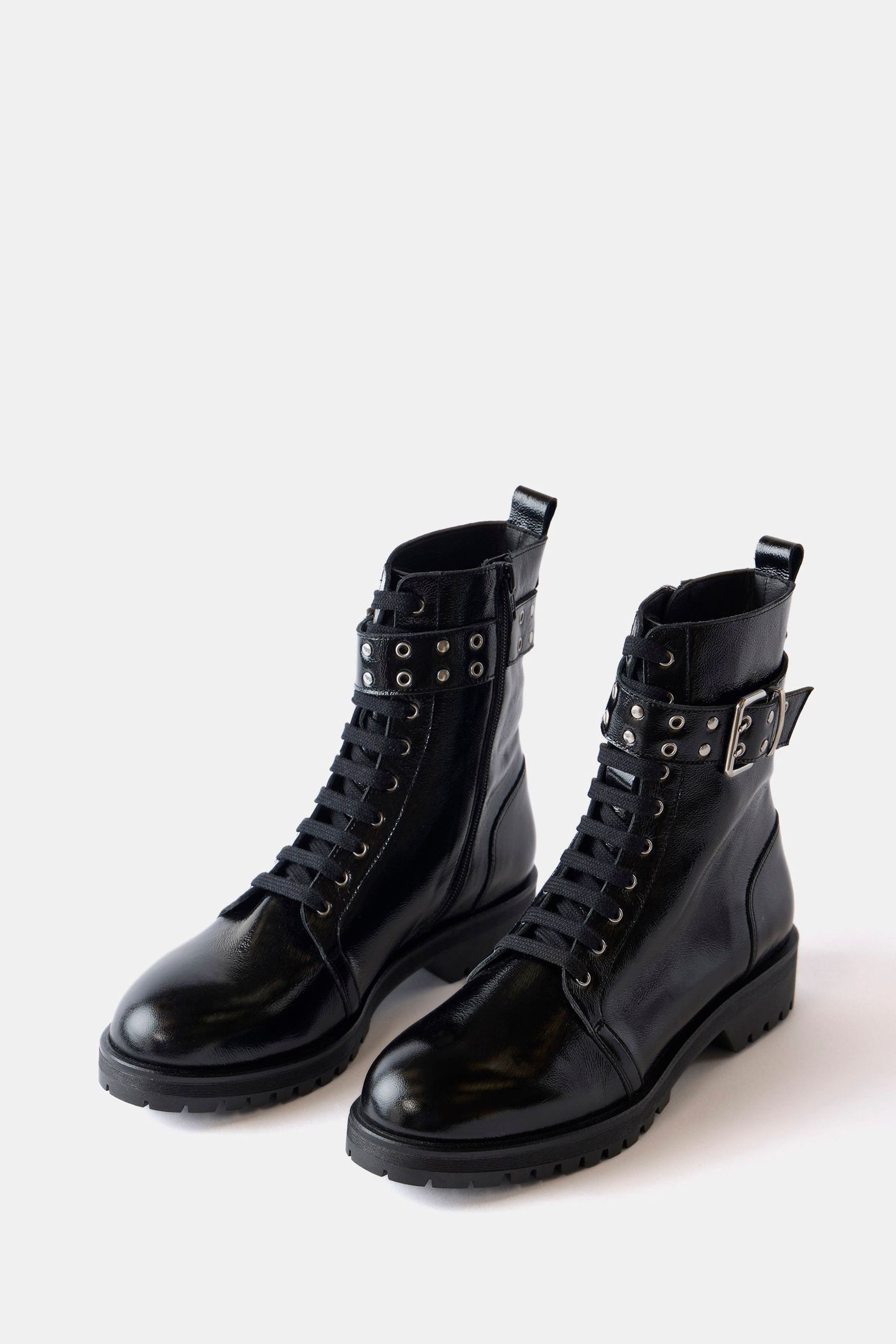 Patent leather biker boots best sale