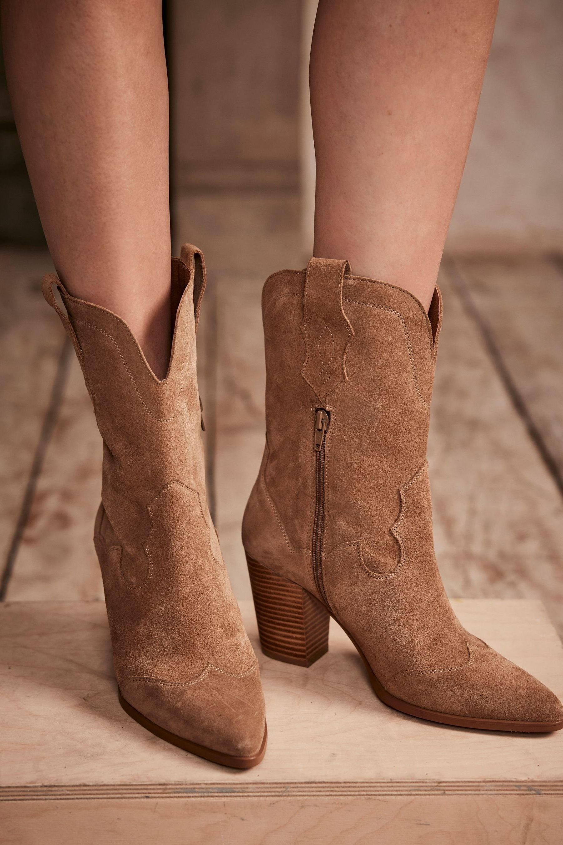 Suede western booties sale