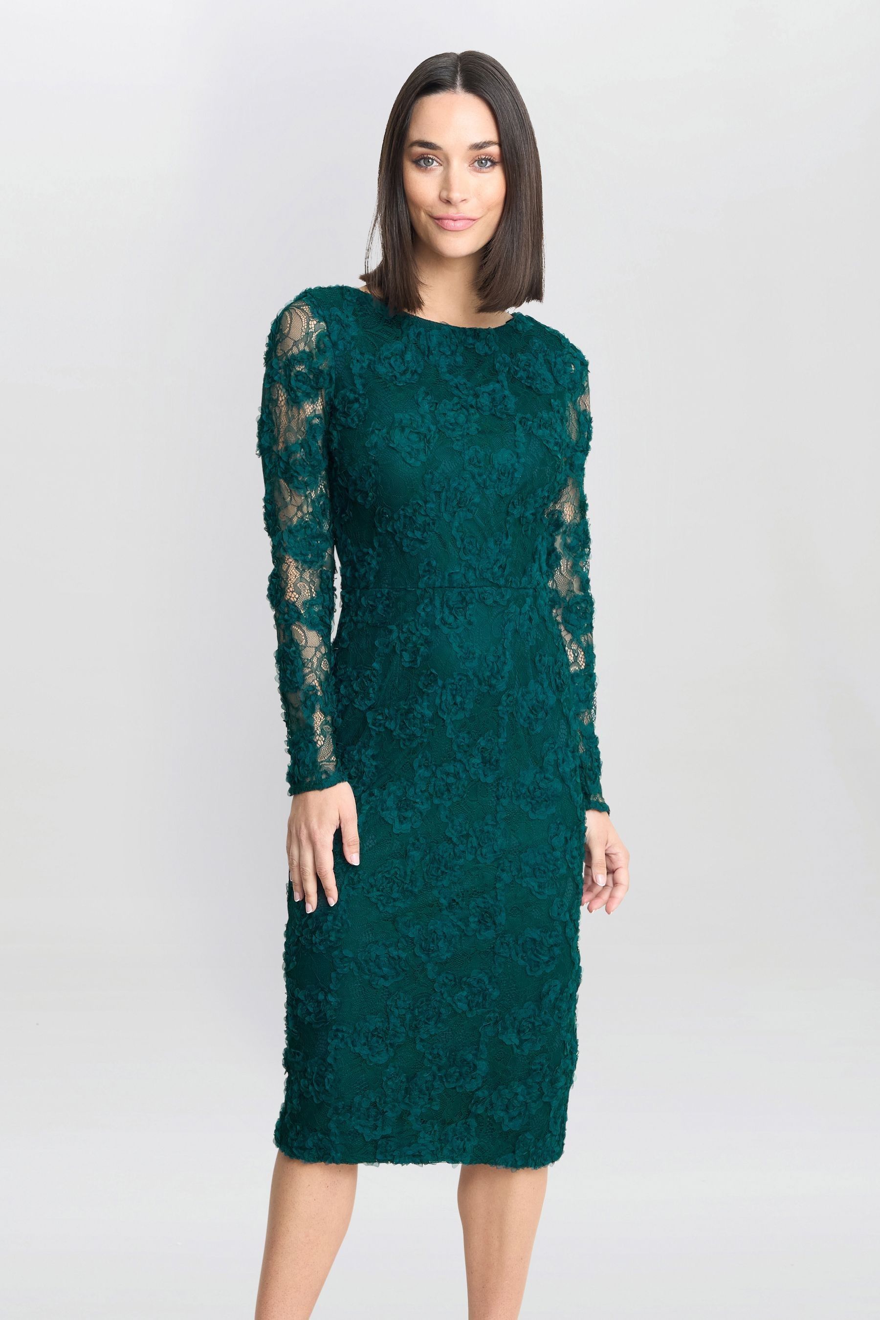 Buy Gina Bacconi Green Scarlett Corded Floral Lace Dress from Next Luxembourg