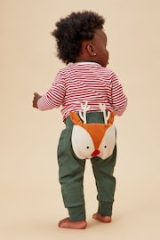 MORI Green Reindeer Cotton and Bamboo Christmas Joggers - صورة 2 من 6