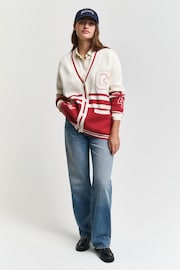 GANT Cream Varsity Cardigan - Image 3 of 4