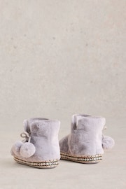 White Stuff Grey Faux Fur Bootie Slippers - Image 3 of 4