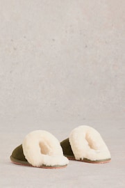 White Stuff Green Shearling Mule Slippers - Image 3 of 4