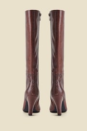 Sosandar Brown Leather Knee High Heeled Boots - Image 3 of 4