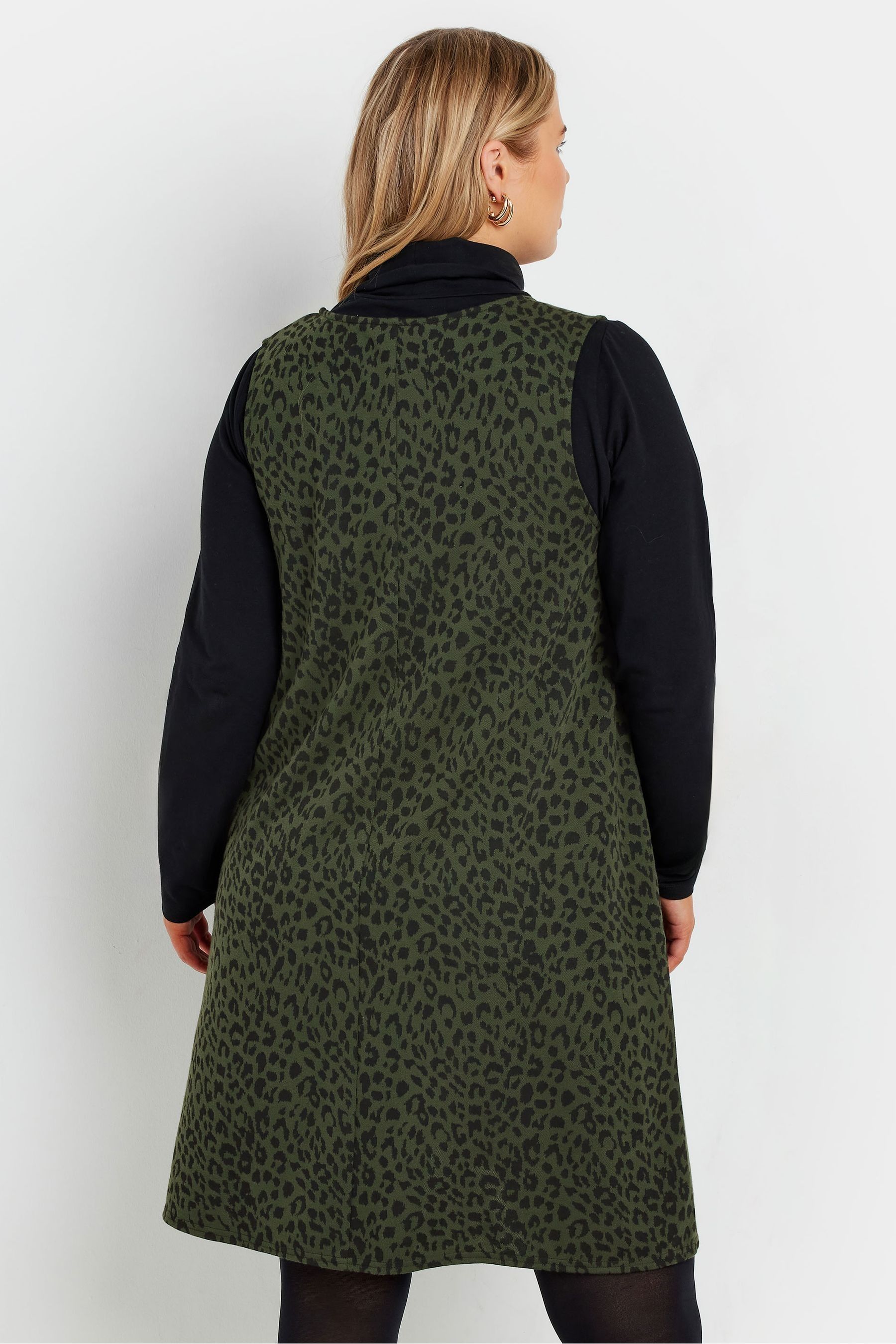 Buy Yours Curve Green Pinafore Jaquard Animal Print A Line Dress from Next Ireland