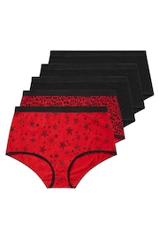 Yours Curve Red Stretch Animal Print Stars Full Briefs 5 Pack - Image 5 of 8