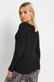 Yours Curve Black Contrast Ribbed Knitted Top - Image 3 of 5