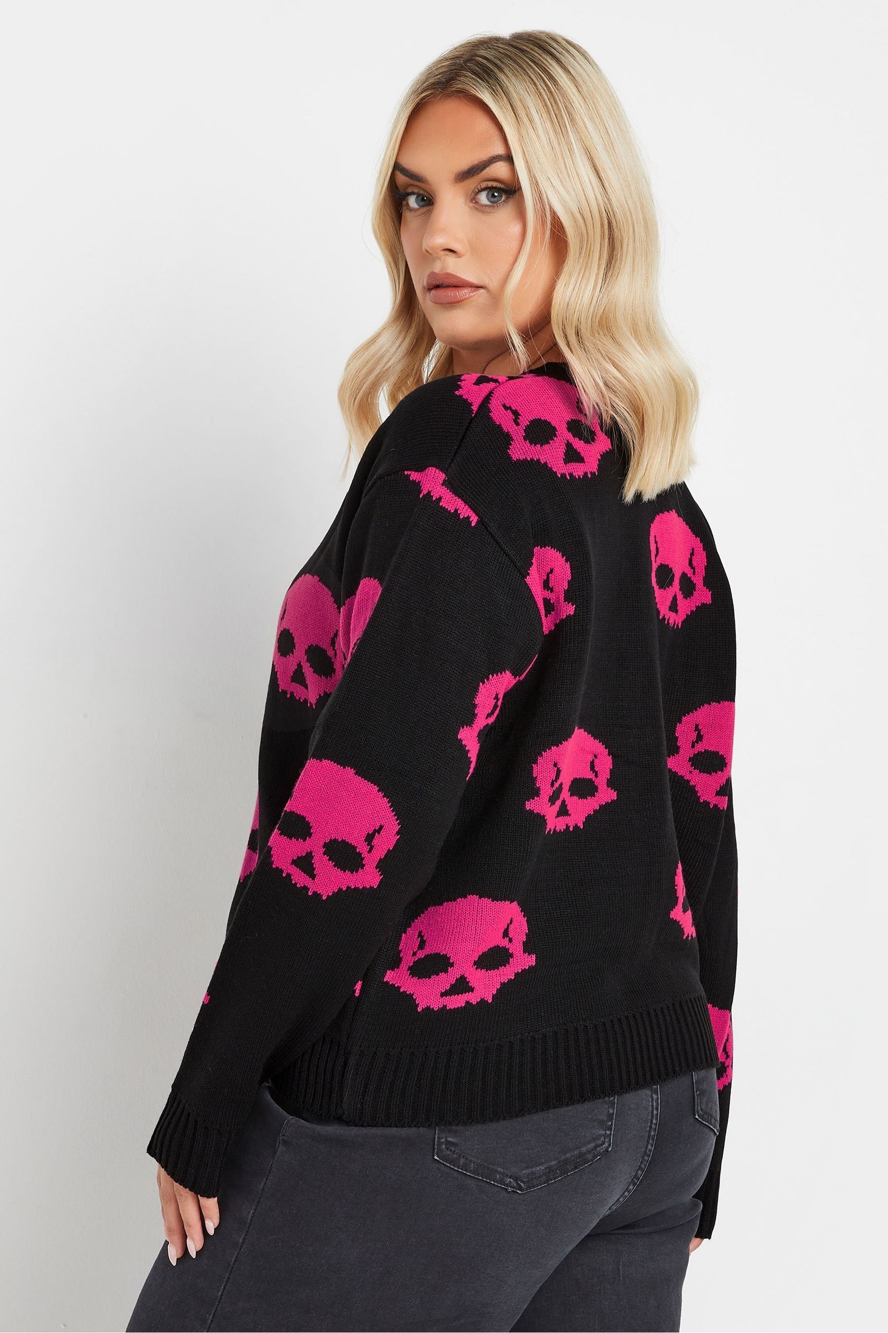 Pink skull sweater hot sale