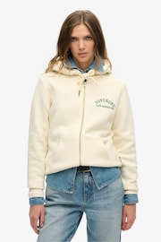 Superdry Cream Tattoo Rhinestone Zip Hoodie - Image 1 of 3