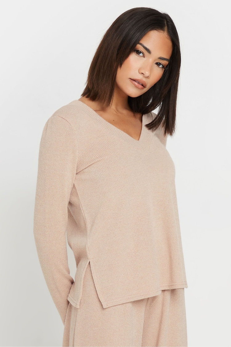 PixieGirl Petite Cream Soft Touch V-Neck Jumper - Image 1 of 3