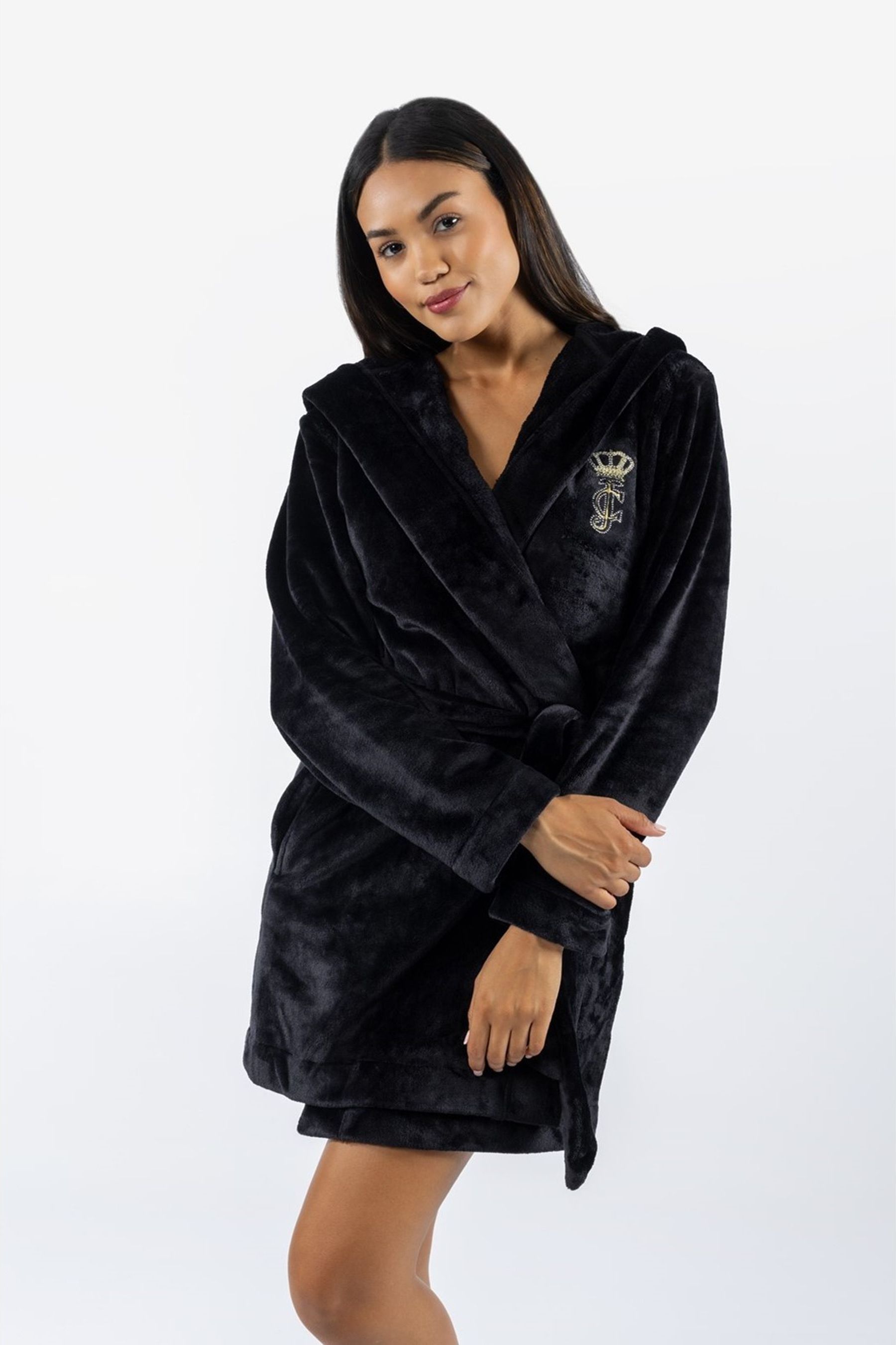 Long fuzzy robe with hood 2025