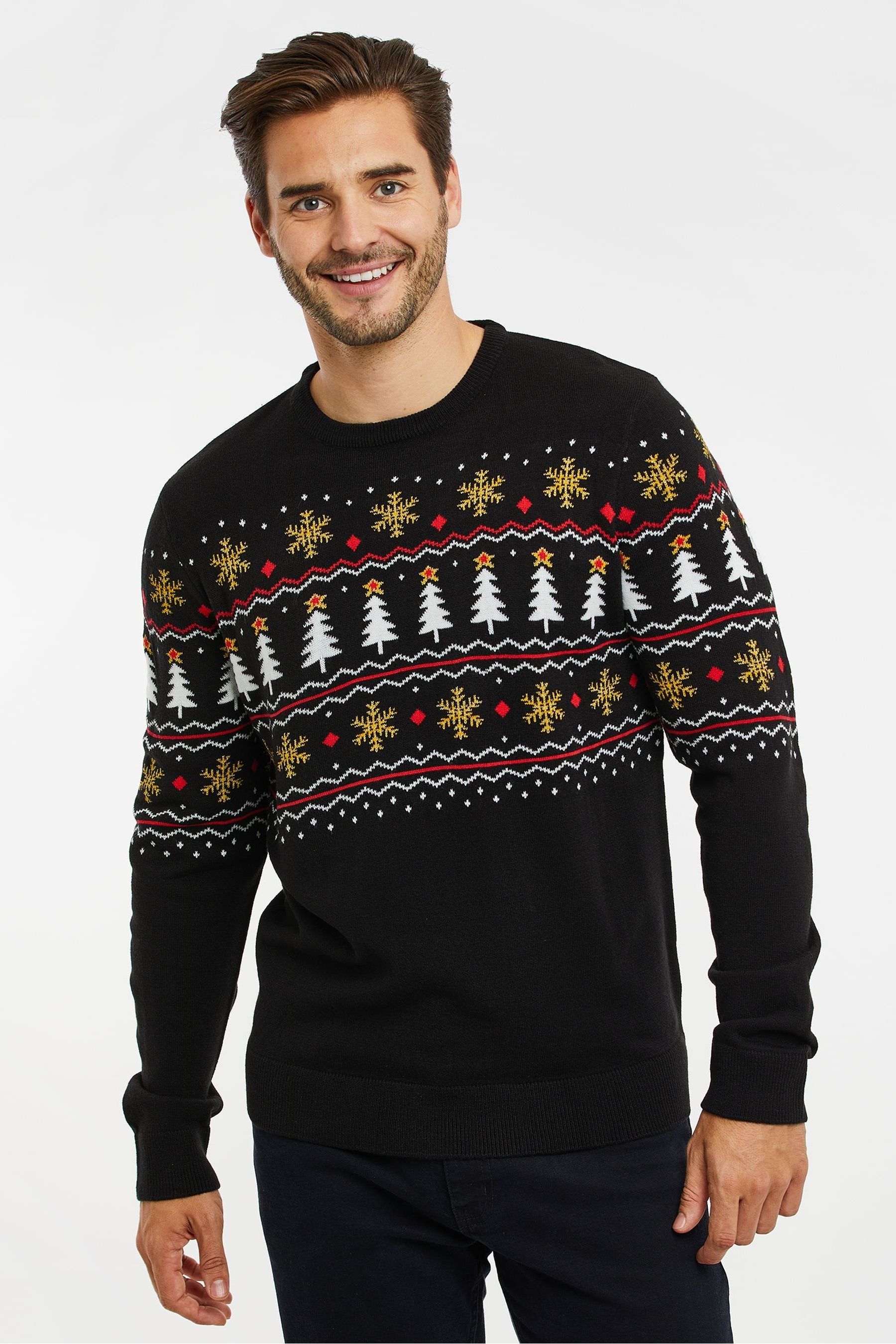 Buy Threadbare Black Crew Neck Christmas Jumper from the Next UK online shop