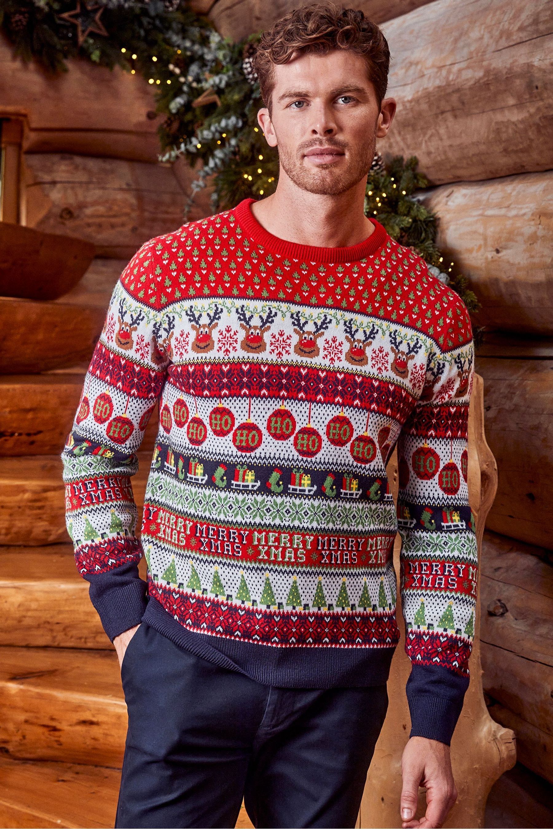 Threadbare Red Crew Neck Christmas Jumper