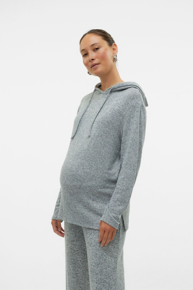 Mamalicious Grey Maternity Soft Hoodie - Image 1 of 6