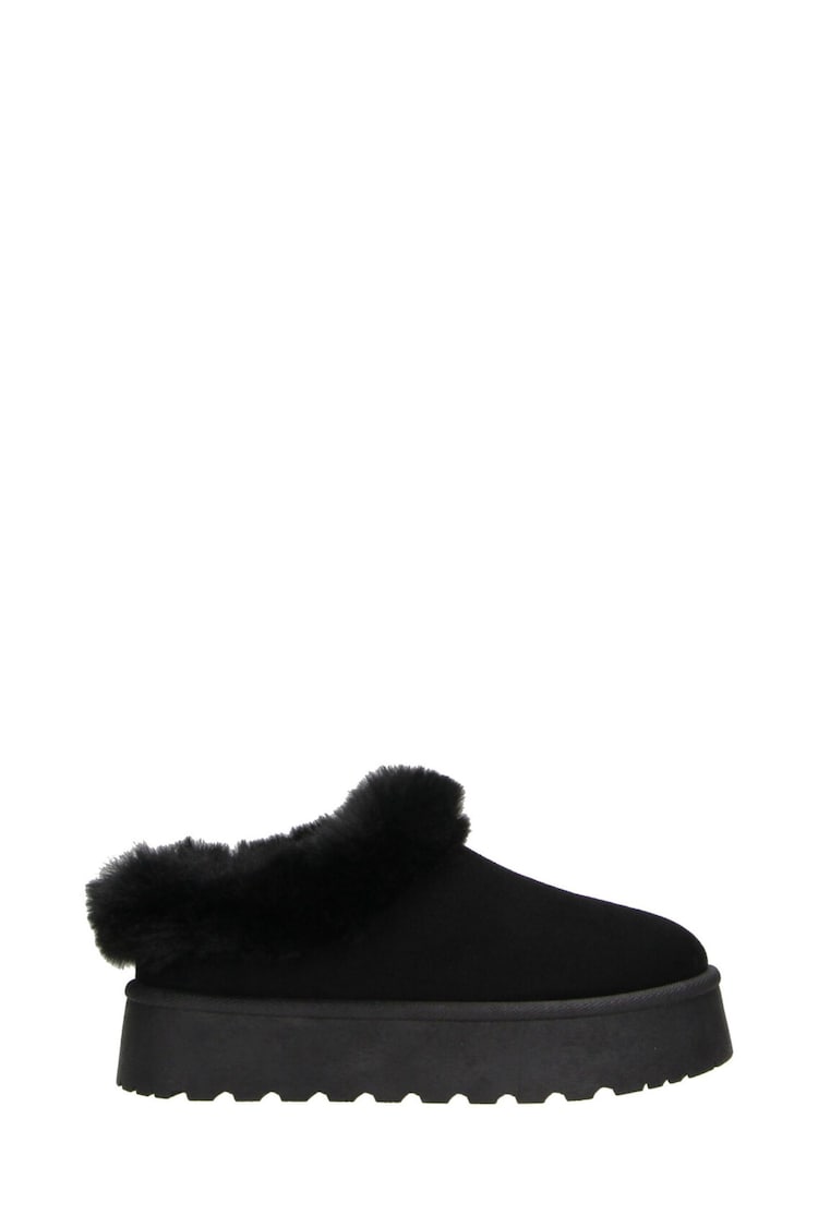 Novo Black Standard Fit Lydia Faux Fur Platform Mules - Image 1 of 3