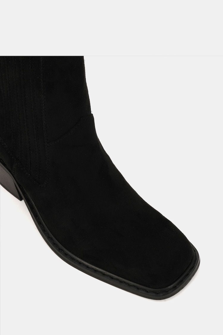 Novo Black Standard Fit Gala Square Toe Chelsea Ankle Boots - Image 6 of 6