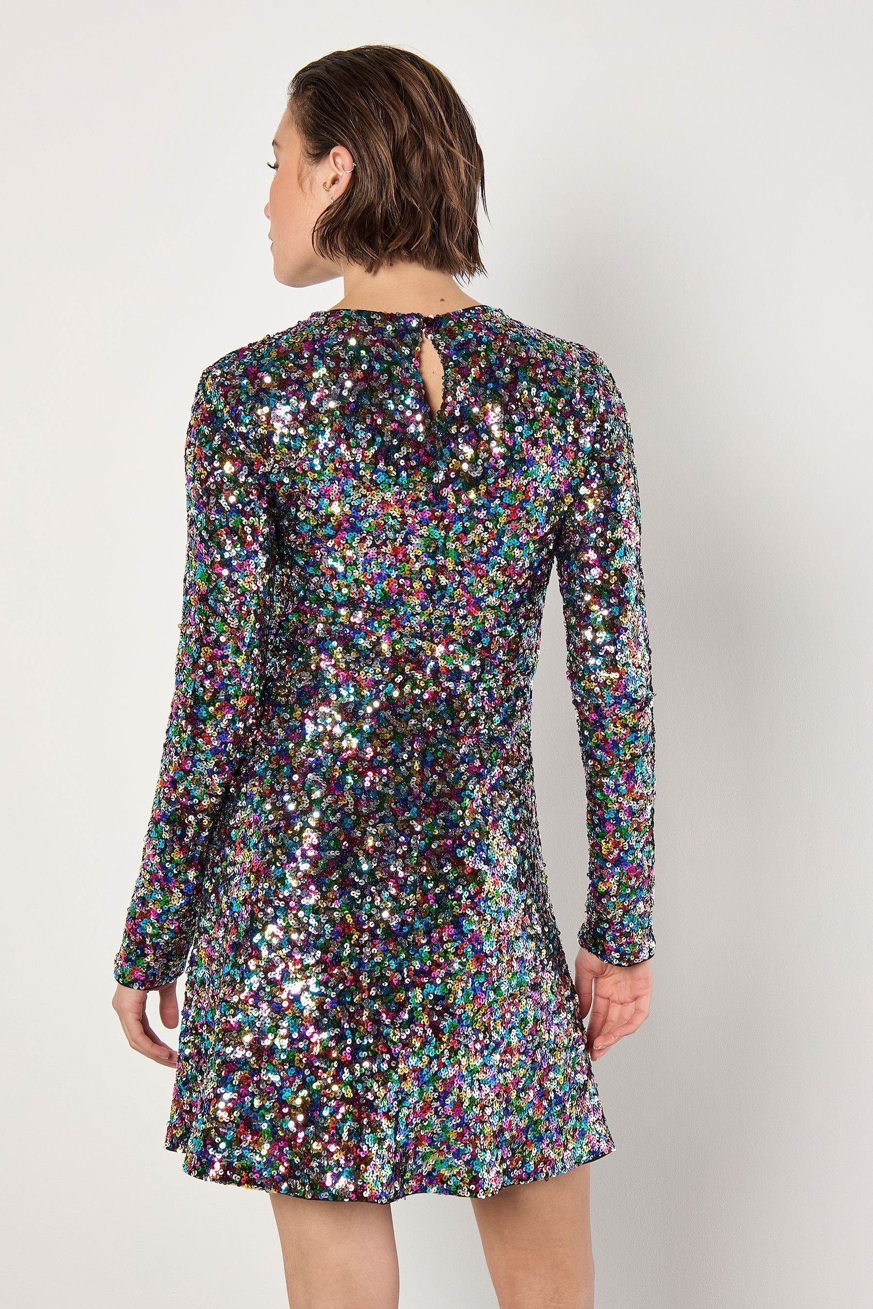 Rainbow sequin dress long sleeve discount