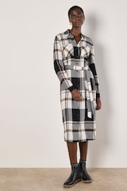 Apricot White Large Scale Check Midi Print Dress - Image 1 of 4