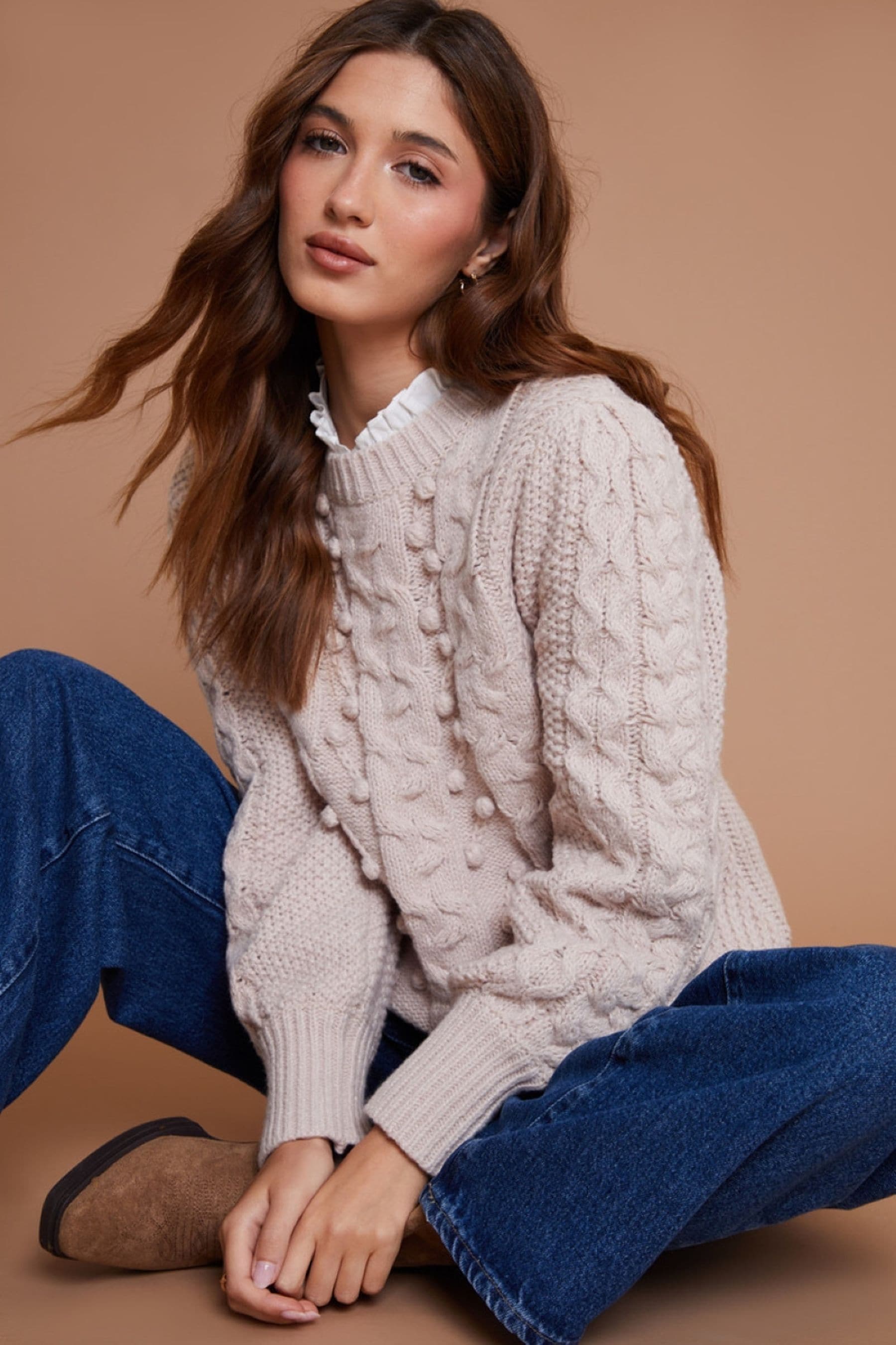 Cream bobble jumper clearance