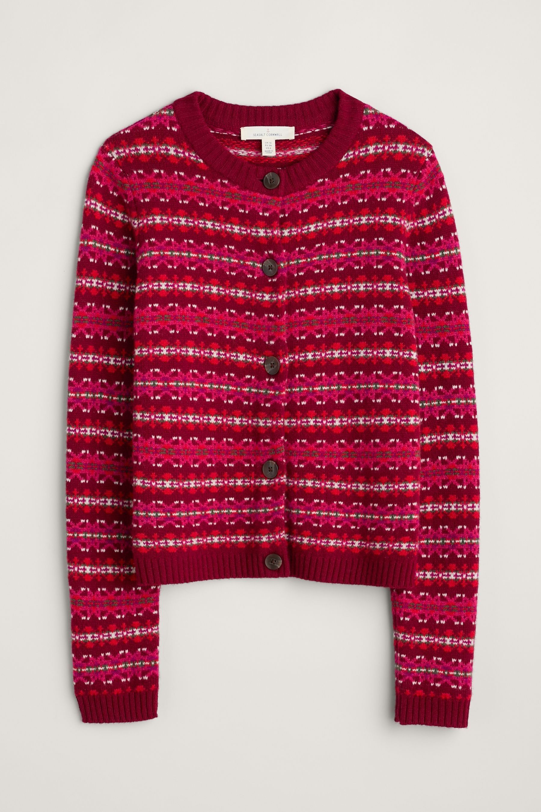 Red fair isle cardigan store