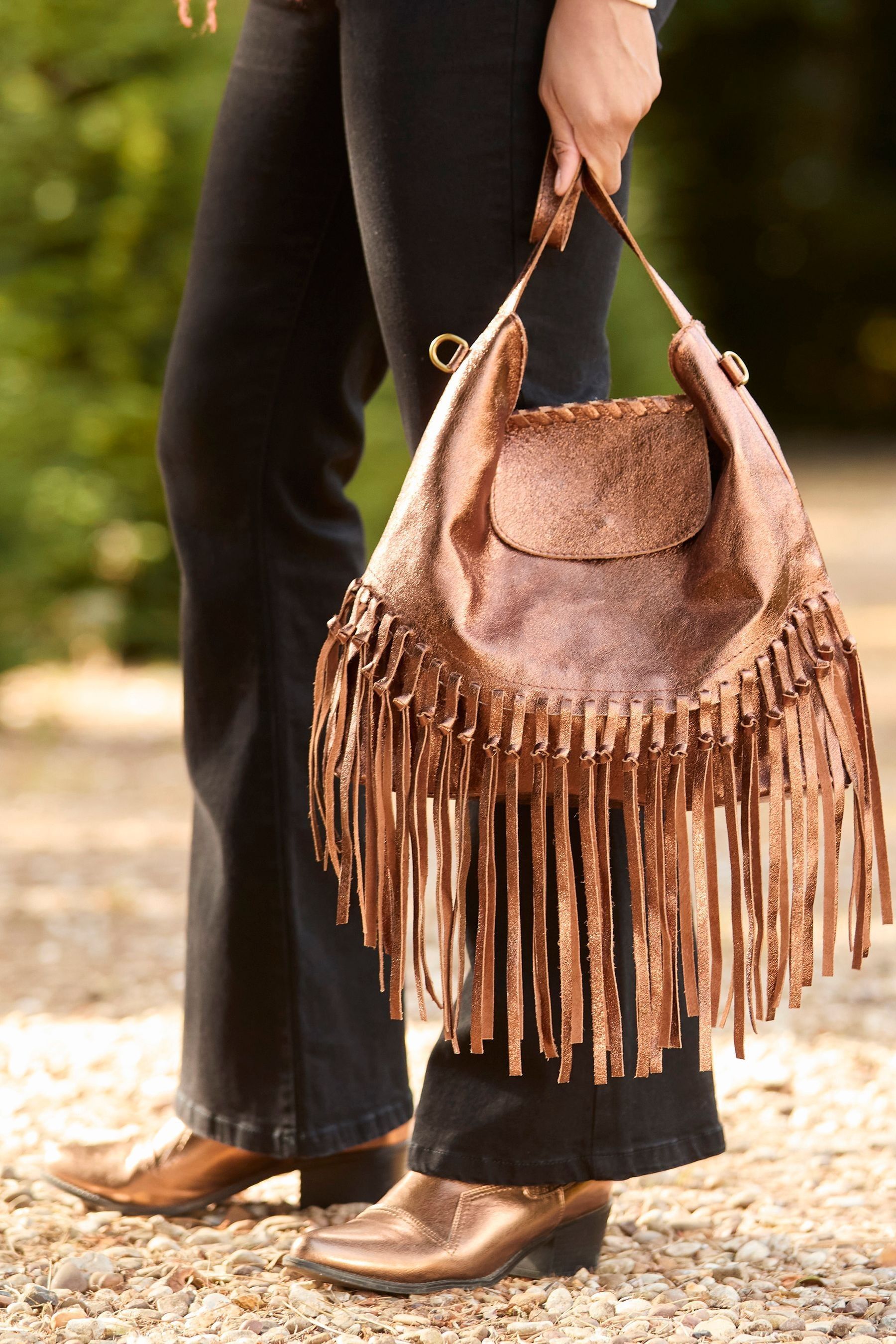 Suede tassel bag outlet