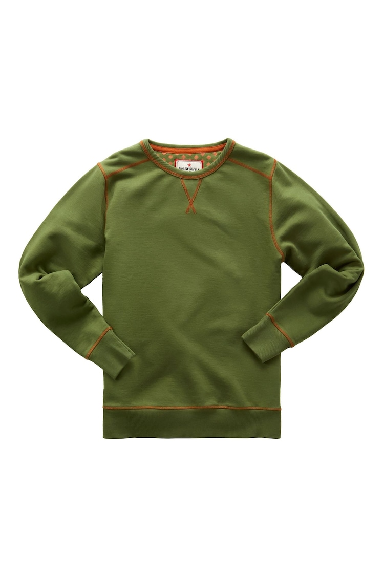 Joe Browns Green Everyday Casual Crew Neck Contrast Stitch 100% Cotton Sweatshirt - Image 5 of 5