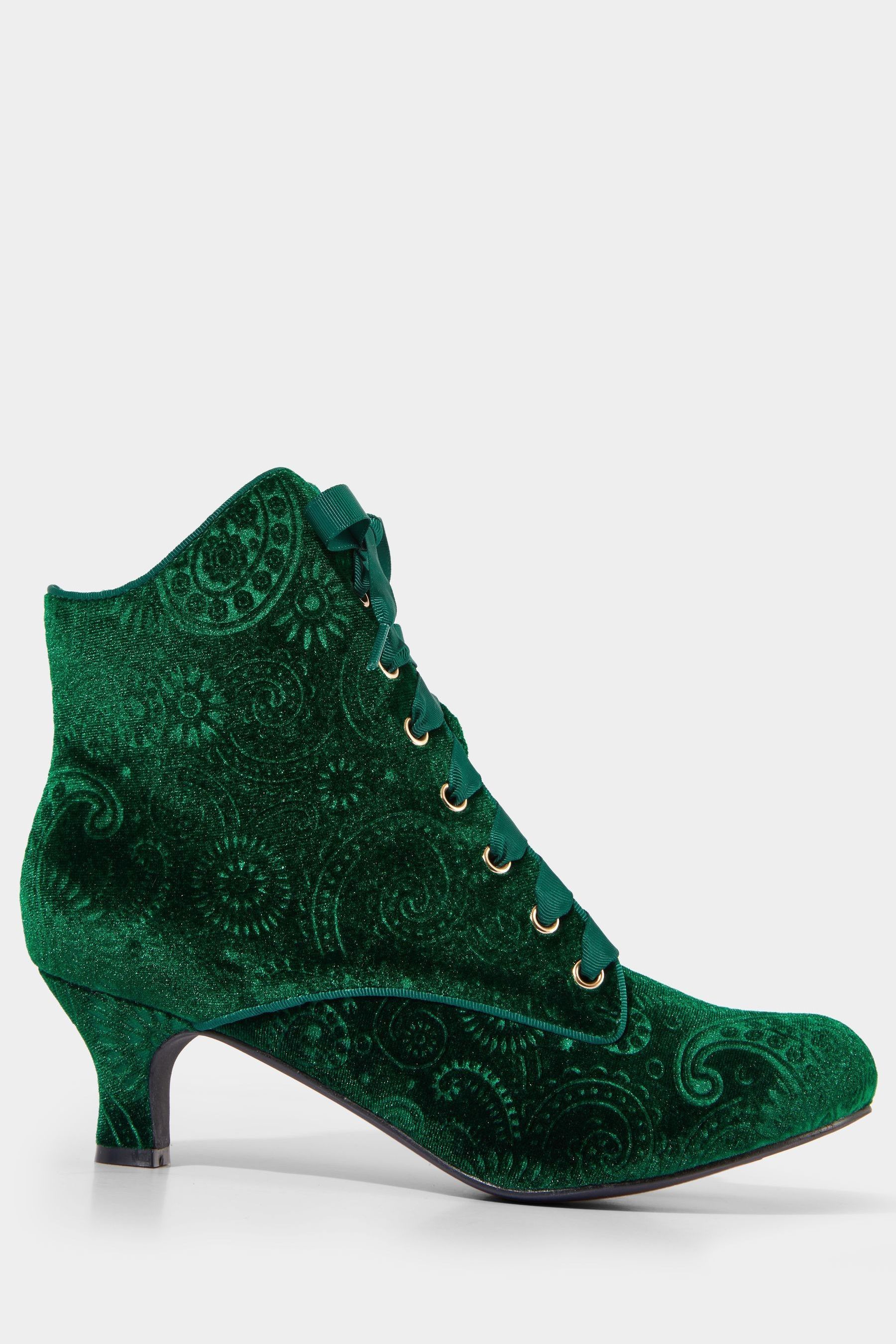 Buy Joe Browns Green Paisley Embossed Velvet Ankle Boots with Ribbon Laces from Next USA