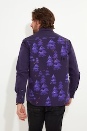 Joe Browns Purple Unique Printed Guitarist Graphic Long Sleeve 100% Cotton Shirt with Paisley Trim - Image 4 of 5