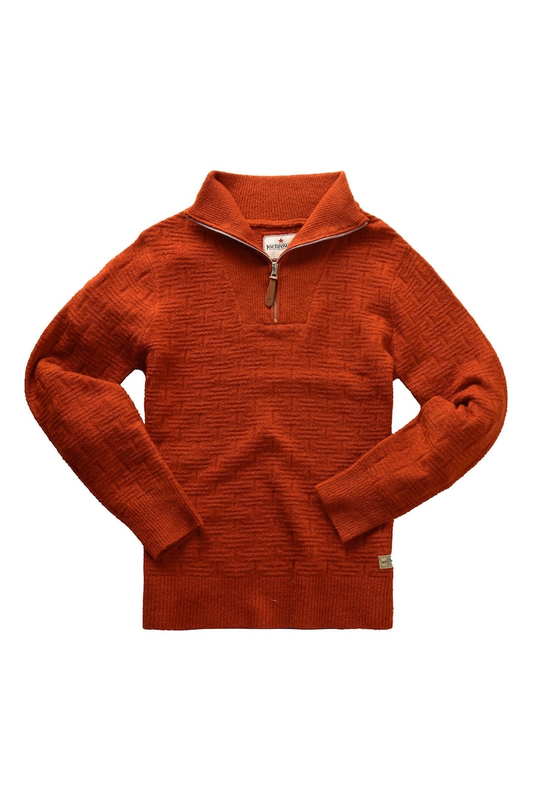 Joe Browns Orange Recycled Content Textured Knit Funnel Neck 1/4 Zip Sweater - Image 5 of 5