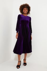 Joe Browns Purple Halterneck Wide Leg Velour Dress - Image 1 of 5