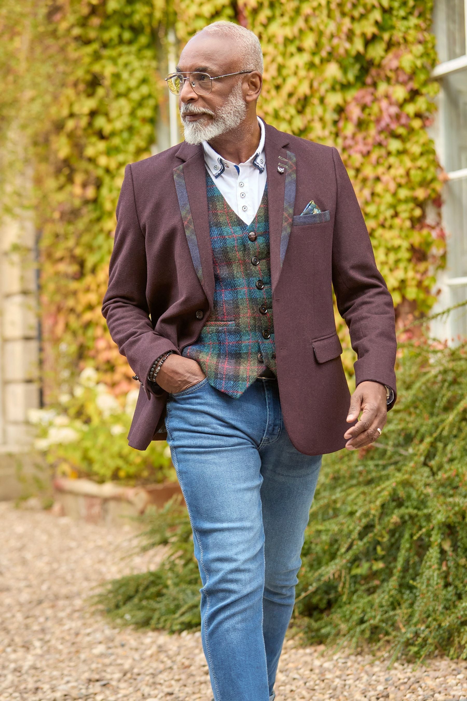 Joe Browns Red Regular Fit Tartan Trim Suit Jacket Blazer